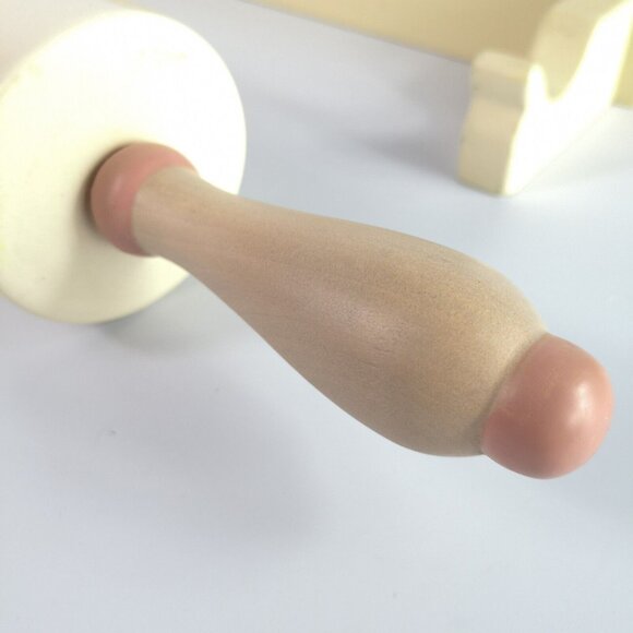 Pfaltzgraff Tea Rose Ceramic Rolling Pin  Wall Hanging Bracket Cottage Pastry - Picture 7 of 11